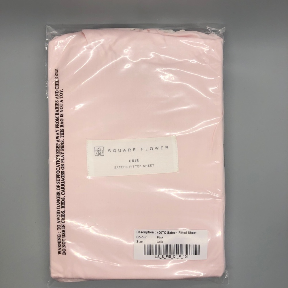 Fitted Organic Cotton Crib Sheet Sateen 400 TC Blush Pink